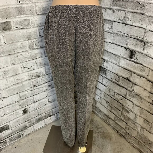 Vintage Pant Suit Tweed Herringbone Faux Fur Collar Blazer High Rise 2 Piece Set - Picture 5 of 16